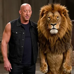 Vin Diesel as the cowardly lion, wizard of Oz