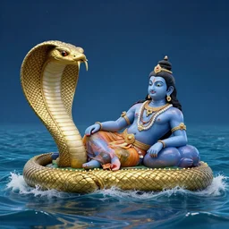 vishnu reclining under a cobra, adishesha, floating across the cosmic ocean, an absurdly detailed watercolor painting, trending on pixiv and artstation, hindu cosmology, inspired by android jones