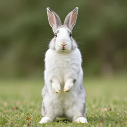 rabbit standing on front legs