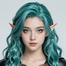 centered detailed portrait of a extremely beautiful young catwoman and elves hybrid, symmetrical, long wavy teal hair, sharp focus on the eyes, final fantasy, details, intricate, octane render, aesthetic, smooth face, illustration, hyperrealistic, by wlop and dmitry prozorov, artgerm, artstation,