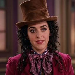 a film still closeup of candy katy perry in willy wonka and the chocolate factory ( 1 9 7 3 )