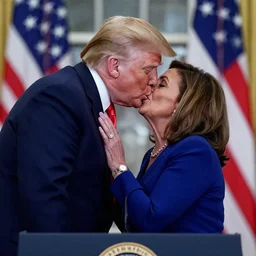 President Trump Kissing Nancy Pelosi