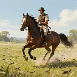 Horseman riding through a swarm of locusts, trending on artstation, 4k