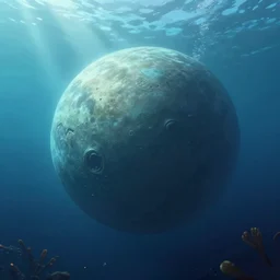 Underwater view of an alien planet submerged deep in the ocean, trending on Artstation
