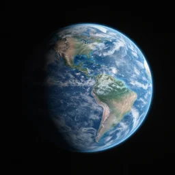 Exoplanet taken in space, ocean world, orbital, deep space, digital art