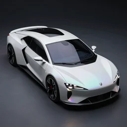 epic photo of a futuristic aerodynamic low sports wagon with fins and a generative design structure, box - shaped dark glass and plastic, low rider, peugeot prestige, highly detailed, neon lighting, white ceramic, cut roof camper, iridescent skin