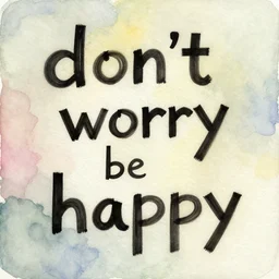 don't worry be happy, a watercolor painting inmodernist style, 1 9 7 8