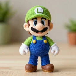 a needle felted waluigi, needle felting art.