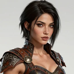 rogue, fantasy ornate leather bandit outfit!!! close - up portrait beautiful and athletic short hair female!! gorgeous face and eyes!! character concept art, sharp focus, octane render! unreal engine 5! highly rendered!! trending on artstation!! detailed linework!! illustration by artgerm, chie yoshii, and wlop