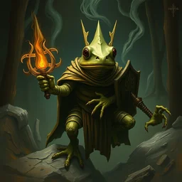 frog knight in the style of remedios varo