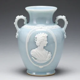 pale blue jasperware with white cameo decoration
