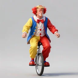 donald trump dressed as a clown riding a unicycle