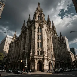 exploring the streets of a megalopolis in the style of brutalist gothic architecture