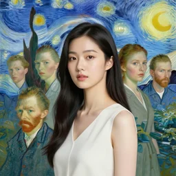 portrait of a beautiful korean woman in otherworldly environment by peter mohrbacher, jeremy mann, francoise nielly, van gogh, ross tran