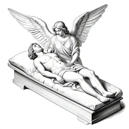 autopsy dissection of an angel, 18th century illustration, black and white, concept art