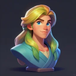 a character bust portrait, concept art, colorful, clean, proportionate, magical lighting, artstation, pinterest