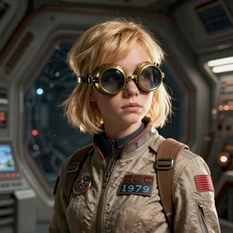 science fiction, awkward lonely brilliant female blond teenage tomboy girl with short hair, in a starship reactor room, flight suit, wearing victorian brass goggles, alien 1 9 7 9, smooth, extremely detailed, cinematic lighting, illustration, digital art, crepuscular ray, trending on artstation, art by greg rutkowski, golden ratio