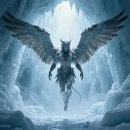 demon with wings extended in the ice cave. greg rutkowski. boris vallejo. color grading lut 3 8 4 0 x 2 1 6 0