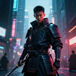 photo of a cyberpunk samurai
