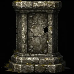 dilapidated dungeon stone pillar texture, video game asset
