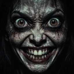 a horror beyond my comprehension staring at me, centimeters away from my face, with massive, terrifying eyes and a crazed smile. infamous dark photograph
