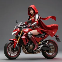 long shot photo of a red riding hood valkyrie warrior