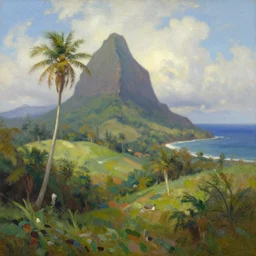 a beautiful landscape of Reunion Island painting by Ivan Aivazovsky,trending on artstation