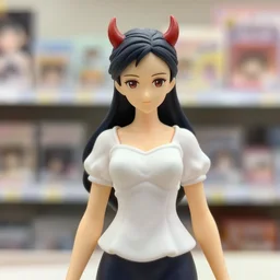 figurine of the devil wearing an elegant summer blouse, personification, embodiment of concept, symbolization, official store photo, commercial photo, featured on amiami, lovecraftian, 8 k, 8 5 mm, beautiful composition, smooth curves
