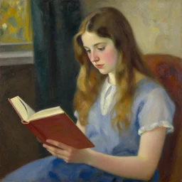 painting of girl reading a book by emily winfield martin, trending on society 6