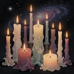 candles in the universe, colorfully, muted color, detailed illustration, digital art, overdetailed art, concept art, Sylvain Sarrailh, Greg Rutkowski, trending on artstation