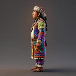 full body side profile painted cartoony portrait, indigenous selknam onas man, d & d, gloomhaven, matte painting concept art, art nouveau, beautifully backlit, swirly vibrant color lines, fantastically gaudy, aesthetic octane render, 8 k hd resolution, by ilya kuvshinov and cushart krentz and gilleard james