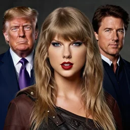 head and shoulders portrait of a barbarian, female, high fantasy, dnd, donald trump, tom cruise, taylor swift