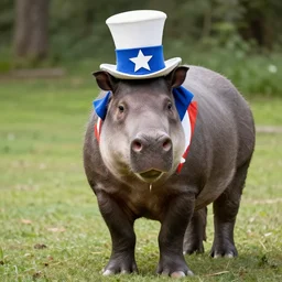 A tapir dressed up as Uncle Sam.