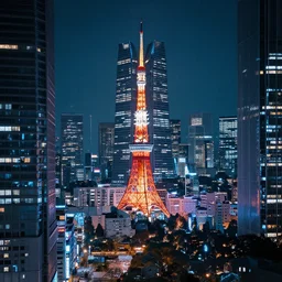 tokyo futuristic cyberpunk buildings city neon cityscape super realistic