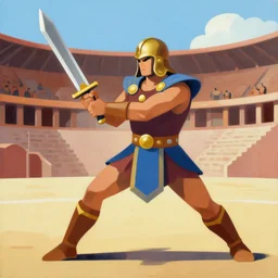 a filipino gladiator charging with a sword in an arena, organic painting, sunny day, matte painting, bold shapes, hard edges, street art, trending on artstation, by huang guangjian, gil elvgren, ruan jia, randy vargas, greg rutkowski