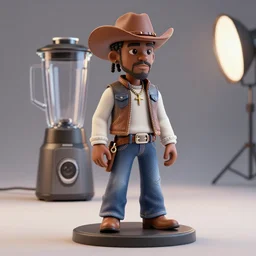 Trippie Red as a cowboy, figurine, blender, octane render, studio lighting, 8K, hyperdetalied, trending on ArtStation, high quality,