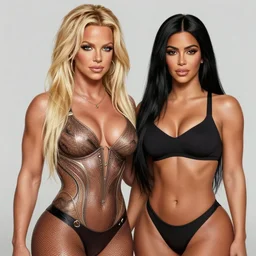 britney spears, kim kardashian, carmen electra, muscular, intricate, highly detailed, digital painting, artstation, concept art, smooth, sharp focus, illustration, art by artgerm and greg rutkowski, alphonse mucha, boris vallejo, george doutsiopoulos, and frank frazetta
