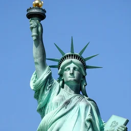 the statue of liberty winking playfully to camera