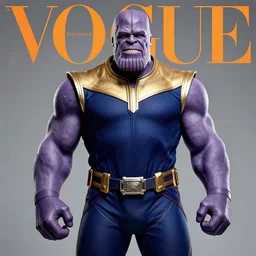Thanos on the cover of VOGUE magazine, editorial fashion photography, studio lighting