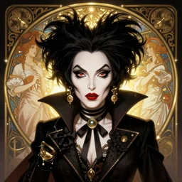 symmetry portrait of cruella de vil, glowing lights, intricate, elegant, highly detailed, digital painting, artstation, concept art, smooth, sharp focus, illustration, art by artgerm and greg rutkowski and alphonse mucha