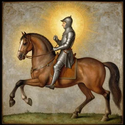 knight on horse in god light, by asher brown durand, medieval art