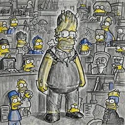 milt kahl pencil sketch of the simpsons