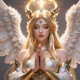 a saint noble high priestess pray for god as a league of legends character, angelic light, fantasy priestess clothes, close up shot, masterpiece, cg animation, riot enterainment, arcane, realistic, hyper detailed, hyper detailed face, character select portrait, 3 d, by artgerm, rossdraws, drew struzan, justin gerard