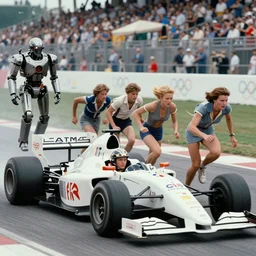 The matrix, LeeLoo, Starship Troopers, Clarice Starling, Rey, Sprinters in a race with a clear winner, The Olympics footage, intense moment, cinematic stillframe, shot by Roger Deakins, The fifth element, vintage robotics, formula 1, starring Geena Davis, sports photography, clean lighting