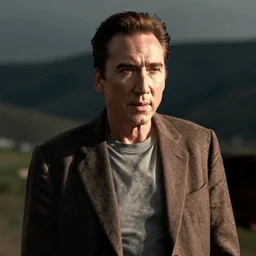 cinematic film still of Nicholas Cage in the movie The Shining, high detail