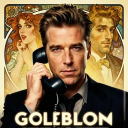 hyperrealistic portrait of a man as jeff goldblum making a telephone noir call by jeremy mann and alphonse mucha, fantasy art, photo realistic, dynamic lighting, artstation, poster, volumetric lighting, very detailed faces, 4 k, award winning