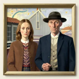 a reinterpretation of American Gothic by Edward Hopper, 4k,