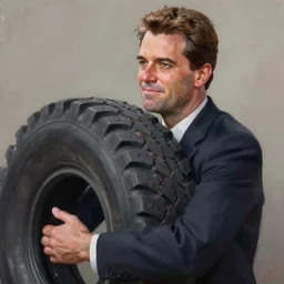 painting of Richard Nixon Hugging a tire, by William Blake, high resolution, ultra detailed