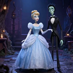 Cinderella in the style of Corpse Bride by Tim Burton