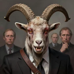 vladimir putin, anthropomorphic bald prehistoric goat, putin is hybrid goat, toothless, horror, macabre by donato giancola and greg rutkowski and wayne barlow and zdzisław beksinski, realistic face, digital art